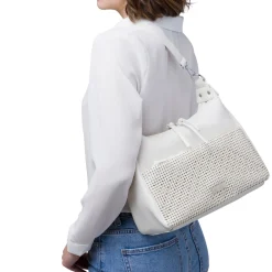 Discount Borsa a spalla bianca da Donna con dettaglio traforato Donna Borse A Spalla