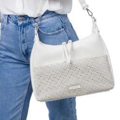 Discount Borsa a spalla bianca da Donna con dettaglio traforato Donna Borse A Spalla