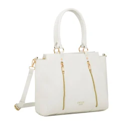 Outlet Borsa a spalla bianca da Donna con dettaglio zip Donna Borse A Spalla