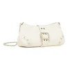 Sale Borsa a Spalla Bianca da Donna con Borchie e Fibbia frontale Donna Borse A Spalla
