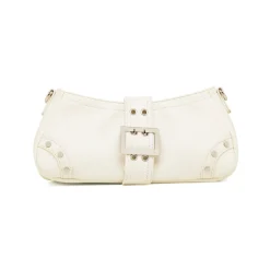 Sale Borsa a Spalla Bianca da Donna con Borchie e Fibbia frontale Donna Borse A Spalla
