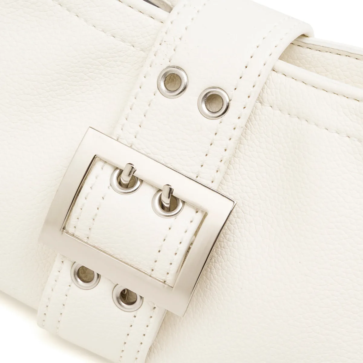 Sale Borsa a Spalla Bianca da Donna con Borchie e Fibbia frontale Donna Borse A Spalla