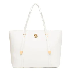 Outlet Borsa a spalla bianca da Donna con logo in metallo Donna Borse A Spalla