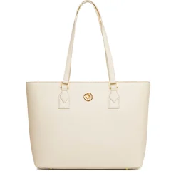 New Borsa a spalla Bianco off-white da Donna con logo in metallo Donna Borse A Spalla