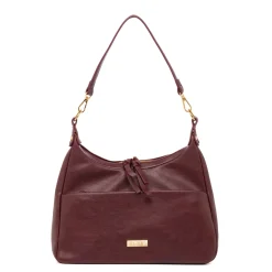 Online Borsa a spalla Bordeaux da Donna con tasca frontale Donna Borse A Spalla