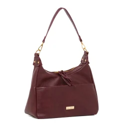 Online Borsa a spalla Bordeaux da Donna con tasca frontale Donna Borse A Spalla