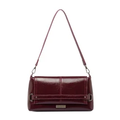 New Borsa a Spalla da Donna Bordeaux Dettagli Metal Donna Borse A Mano
