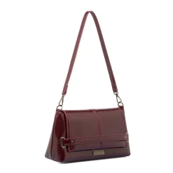 New Borsa a Spalla da Donna Bordeaux Dettagli Metal Donna Borse A Mano