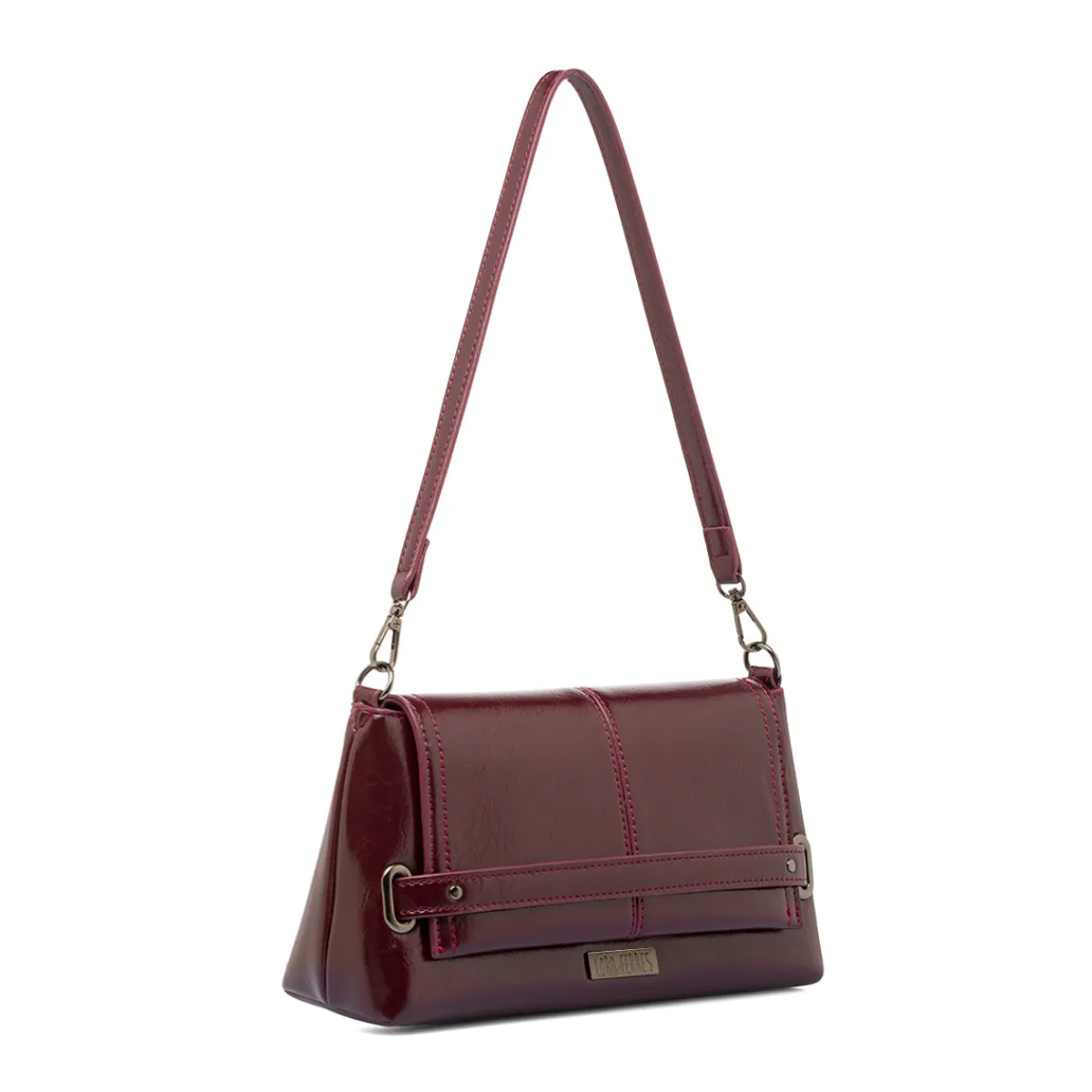 New Borsa a Spalla da Donna Bordeaux Dettagli Metal Donna Borse A Mano