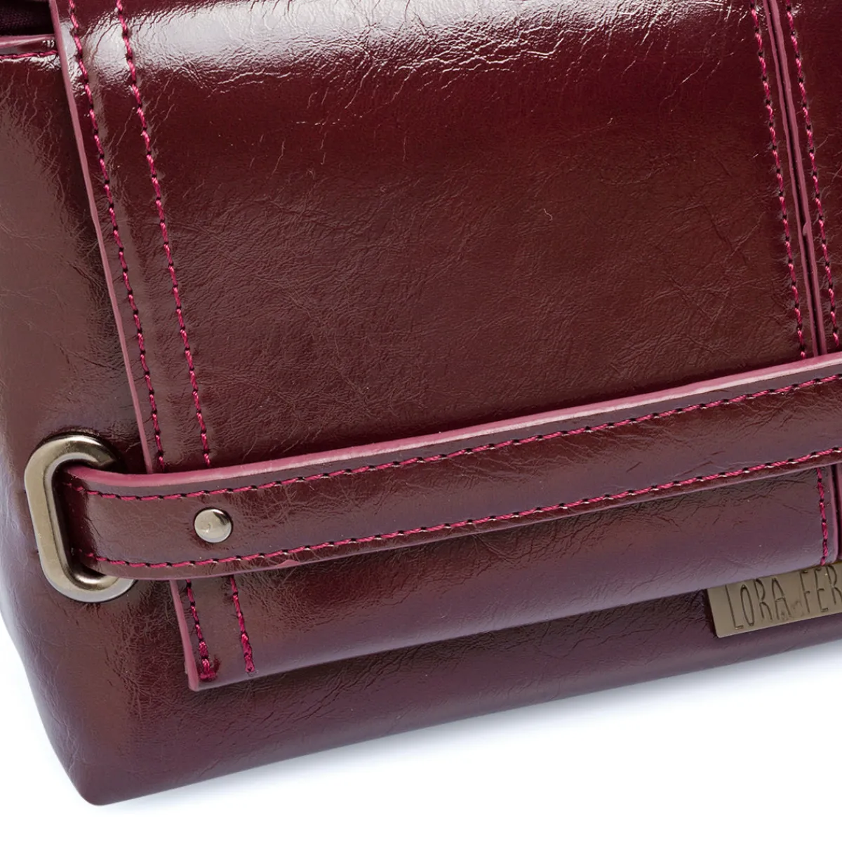 New Borsa a Spalla da Donna Bordeaux Dettagli Metal Donna Borse A Mano