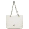 Hot Borsa a spalla da donna bianca effetto trapuntato con logo Donna Borse A Spalla