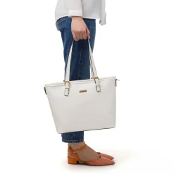 Outlet Borsa a spalla da donna bianca con tracolla rimovibile Donna Borse A Spalla