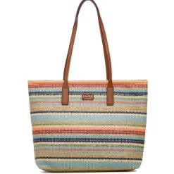 Outlet Borsa a spalla da donna multicolore effetto rafia Donna Borse A Spalla