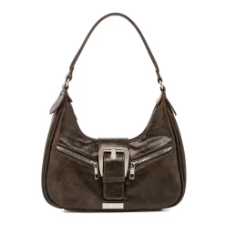 Discount Borsa a Spalla da Donna Marrone con Fibbia e Zip Donna Borse A Mano