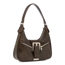 Discount Borsa a Spalla da Donna Marrone con Fibbia e Zip Donna Borse A Mano