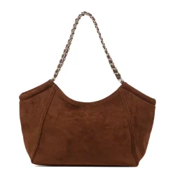 Outlet Borsa a Spalla da Donna Marrone con Manico a Catena Donna Borse A Spalla