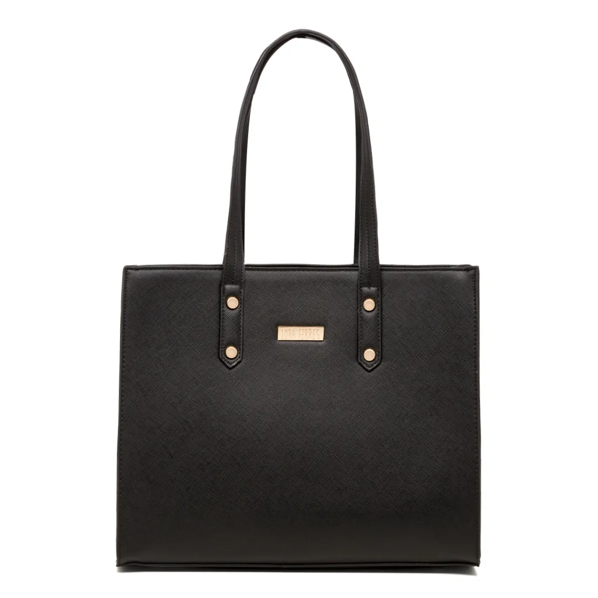 Online Borsa a spalla da donna nera con logo in metallo Donna Borse A Spalla