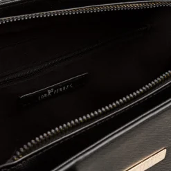 Online Borsa a spalla da donna nera con logo in metallo Donna Borse A Spalla