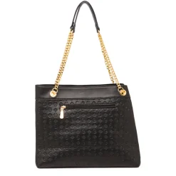 Borsa a spalla da donna nera con logo monogram Donna Borse A Spalla