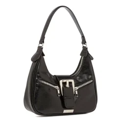 Outlet Borsa a Spalla da Donna Nera con Fibbia e Zip Donna Borse A Mano