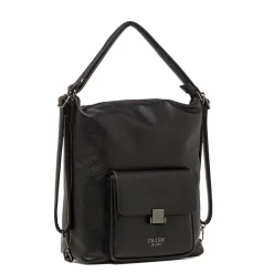 Clearance Borsa a Spalla da Donna Nera con Tasca Frontale Donna Borse A Spalla