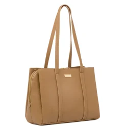 New Borsa a Spalla da Donna Taupe con Doppio Manico Donna Borse A Spalla
