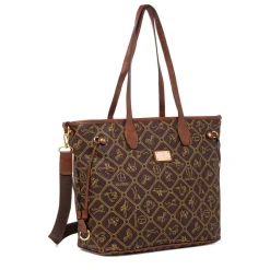 Sale Borsa a spalla marrone da Donna con logo All Over Donna Borse A Spalla