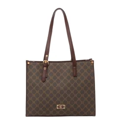 Borsa a spalla marrone da Donna con logo frontale Donna Borse A Spalla