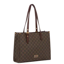 Borsa a spalla marrone da Donna con logo frontale Donna Borse A Spalla