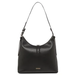 Hot Borsa a spalla nera da Donna con zip e logo Donna Borse A Spalla