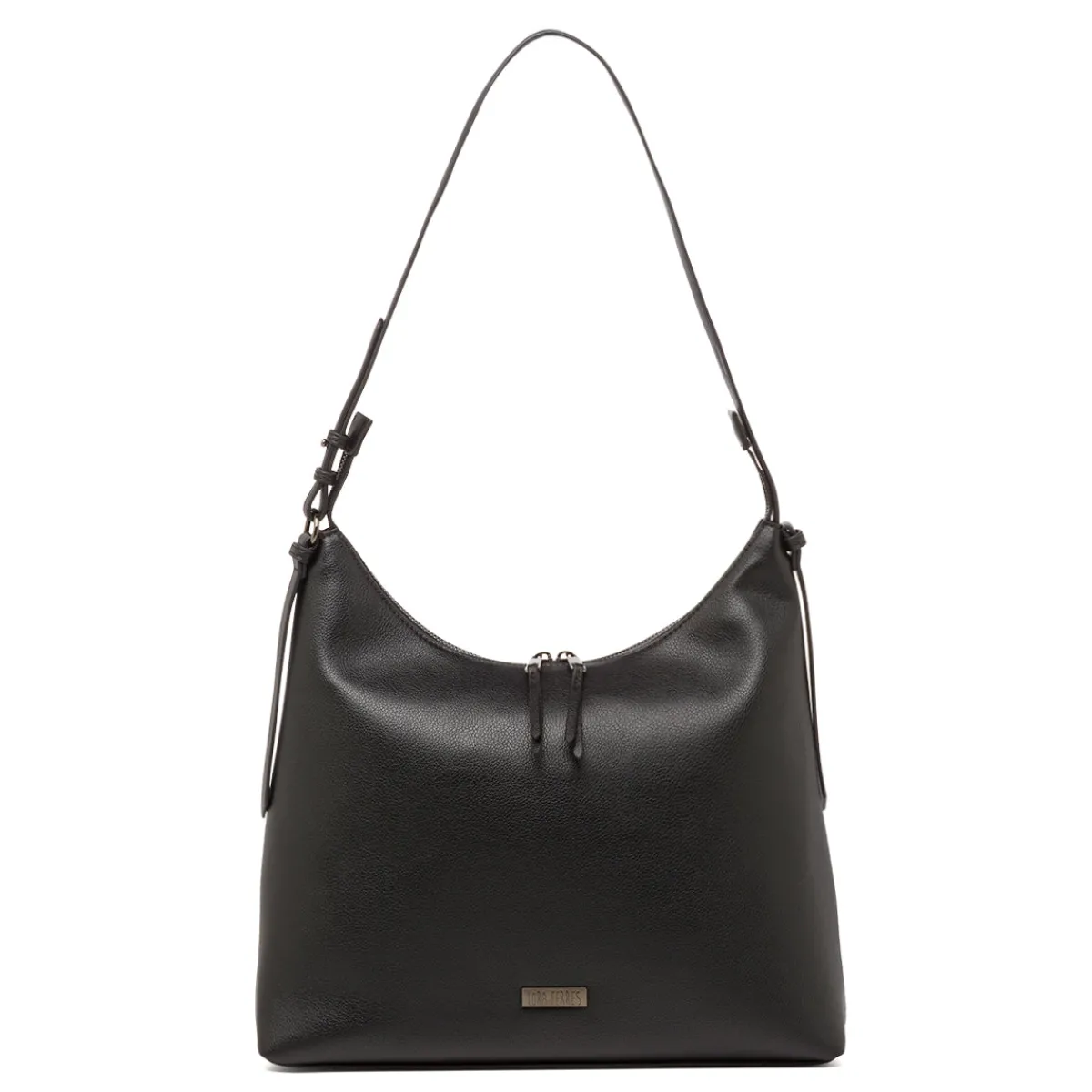 Hot Borsa a spalla nera da Donna con zip e logo Donna Borse A Spalla