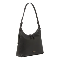 Hot Borsa a spalla nera da Donna con zip e logo Donna Borse A Spalla