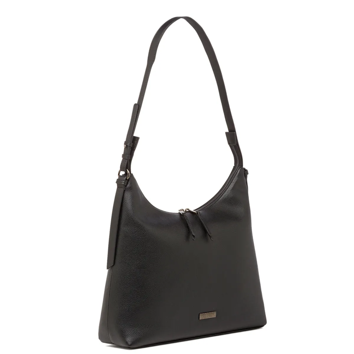Hot Borsa a spalla nera da Donna con zip e logo Donna Borse A Spalla