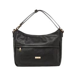 Discount Borsa a spalla nera da Donna con tasca e logo frontale Donna Borse A Spalla