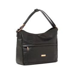 Discount Borsa a spalla nera da Donna con tasca e logo frontale Donna Borse A Spalla