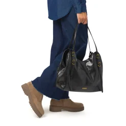 Hot Borsa a spalla nera da Donna con logo Donna Borse A Spalla