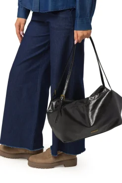 Online Borsa a spalla nera da Donna con logo Donna Borse A Spalla