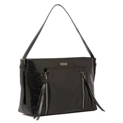 Online Borsa a spalla nera da Donna con zip Donna Borse A Spalla