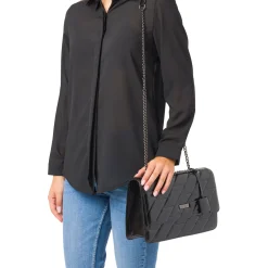 Hot Borsa a Spalla nera da Donna con Trama a Rombi Donna Borse A Spalla