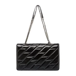 Hot Borsa a Spalla nera da Donna con Trama a Rombi Donna Borse A Spalla