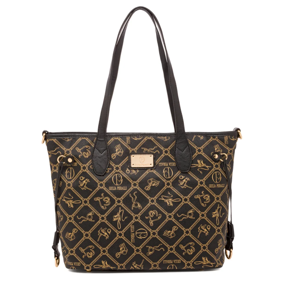 Best Borsa a spalla nera da Donna con stampa logo Donna Borse A Spalla