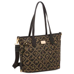 Best Borsa a spalla nera da Donna con stampa logo Donna Borse A Spalla