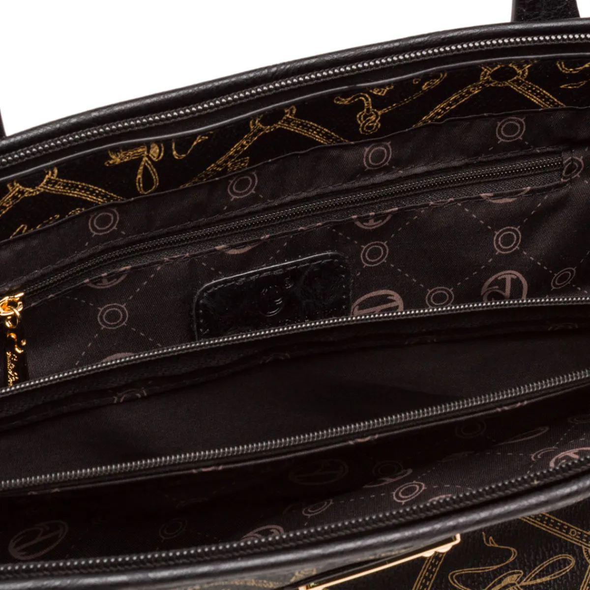 Best Borsa a spalla nera da Donna con stampa logo Donna Borse A Spalla