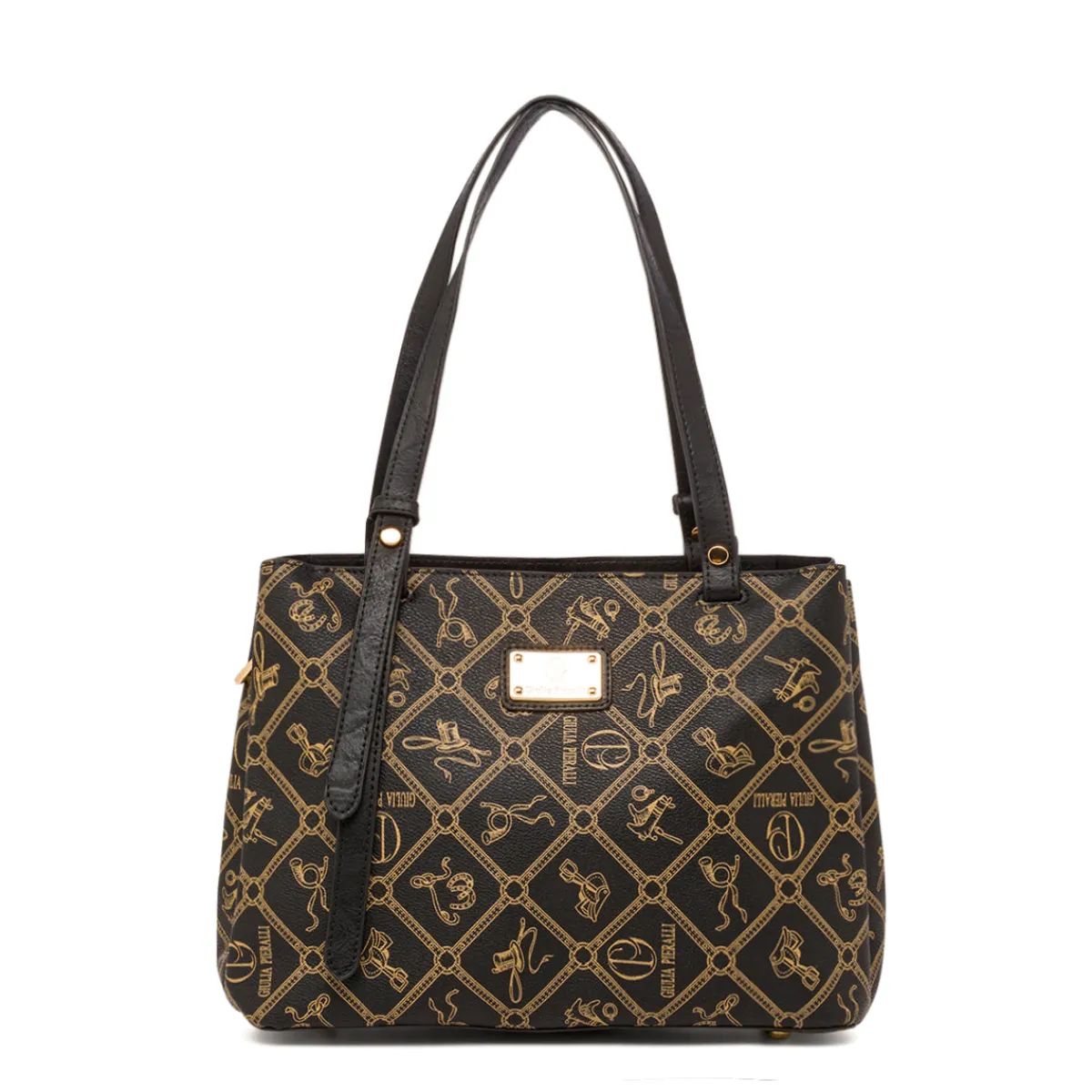 Discount Borsa a spalla nera da Donna con stampa All Over Donna Borse A Spalla