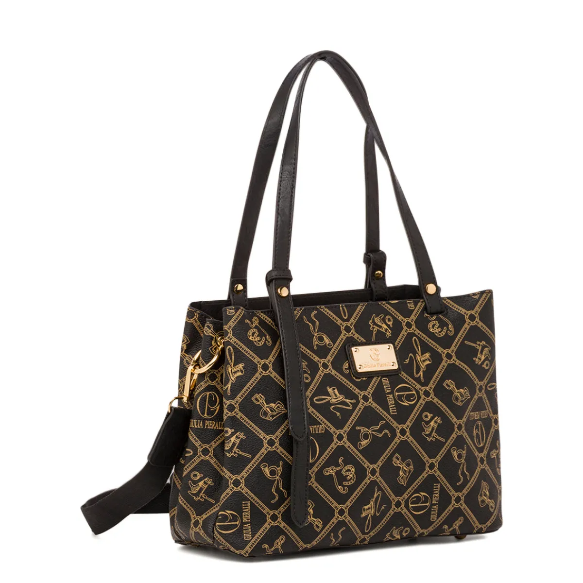 Discount Borsa a spalla nera da Donna con stampa All Over Donna Borse A Spalla