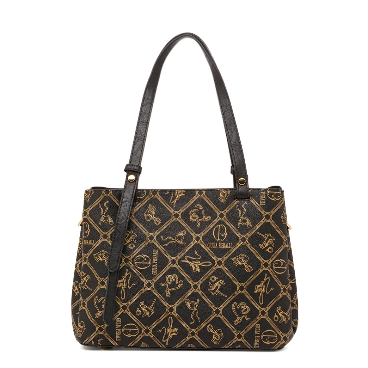 Discount Borsa a spalla nera da Donna con stampa All Over Donna Borse A Spalla