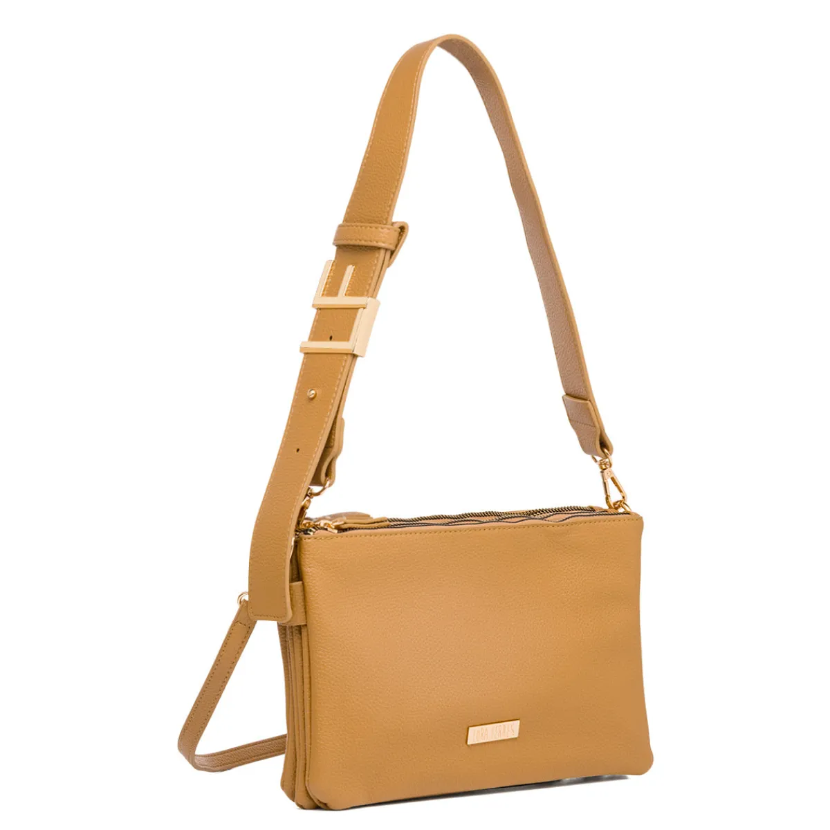 Discount Borsa a tracolla Beige da Donna con logo in metallo Donna Borse A Tracolla Donna