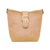 Discount Borsa a tracolla beige da Donna effetto rafia con logo Donna Borse A Tracolla Donna