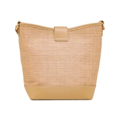 Discount Borsa a tracolla beige da Donna effetto rafia con logo Donna Borse A Tracolla Donna