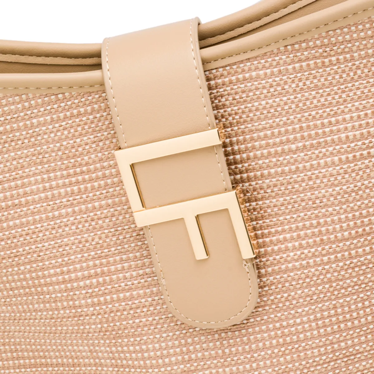 Discount Borsa a tracolla beige da Donna effetto rafia con logo Donna Borse A Tracolla Donna